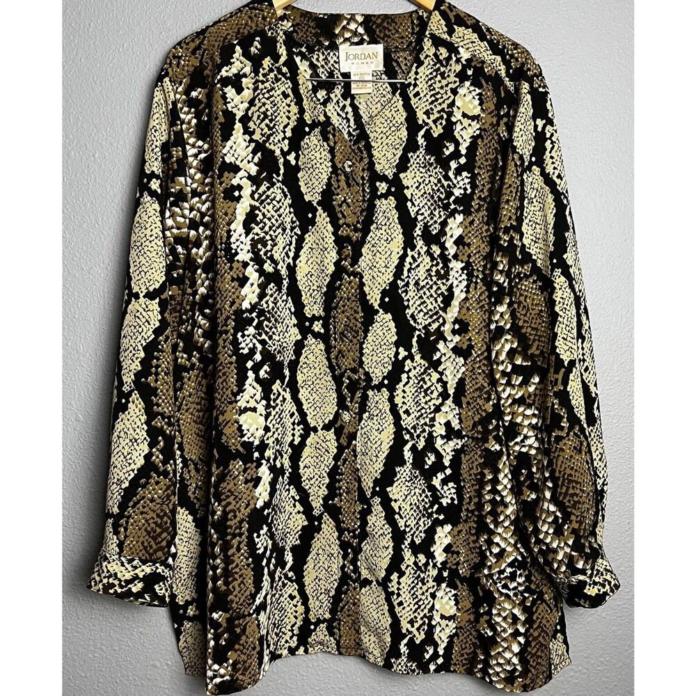 Jordan Woman Top Size 20‎ Leopard Print Flowy Button Up Blouse Shacket Boho